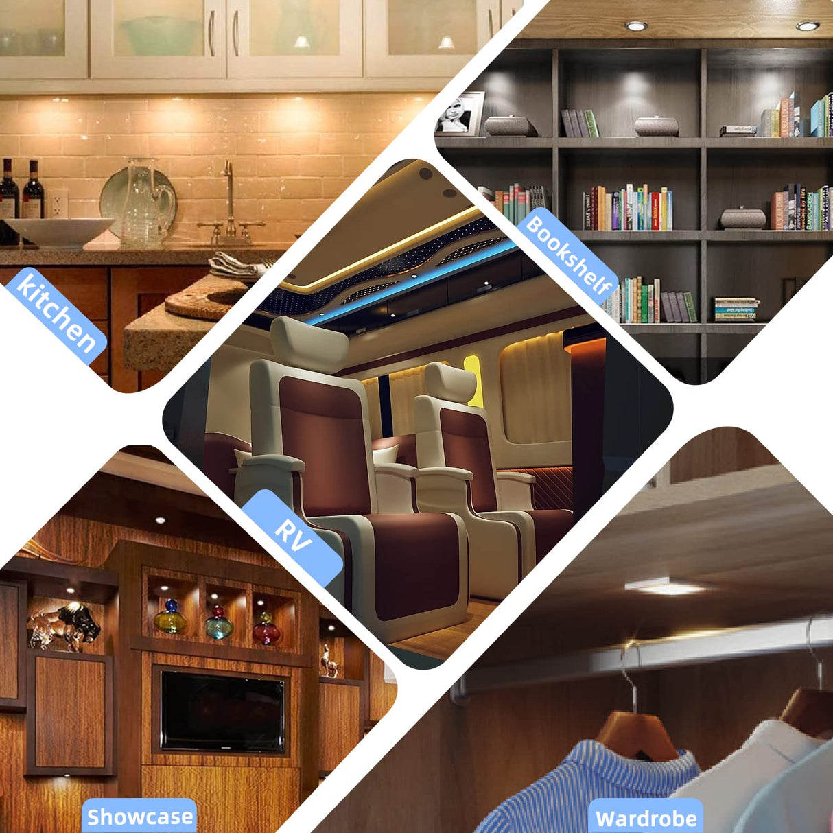 PL06 12V 3W Ultra-Thin Surface Mounted Puck Light 4000K with Handwave Sensor Switch for Reading Room Dining Room & Hallway