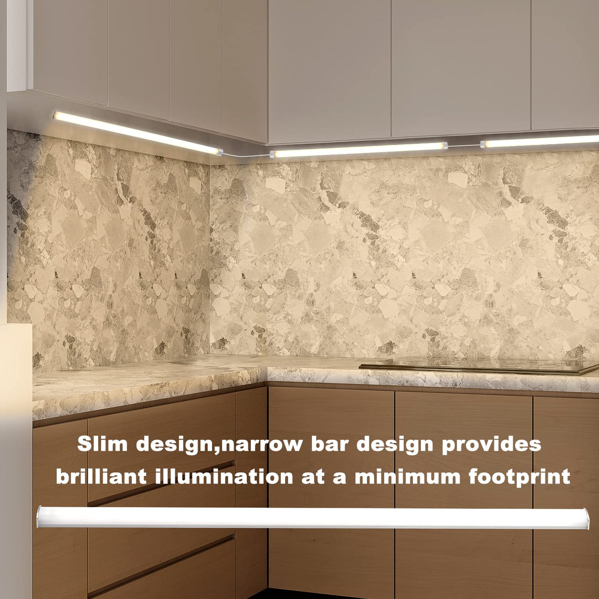 HS07 Under Cabinet Lighting Kit Plug in, Wired Dimmable Ultra-Thin LED Lights with Touch Control for Kitchen Counter Closet Shelf Lights(Warm White 3000K)