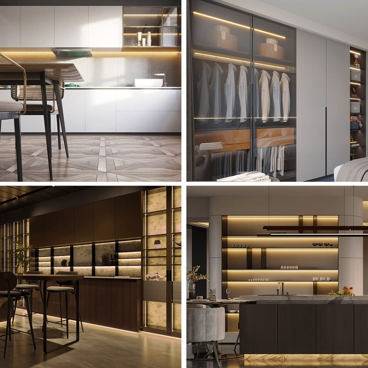 HS07 Under Cabinet Lighting Kit Plug in, Wired Dimmable Ultra-Thin LED Lights with Touch Control for Kitchen Counter Closet Shelf Lights(Warm White 3000K)