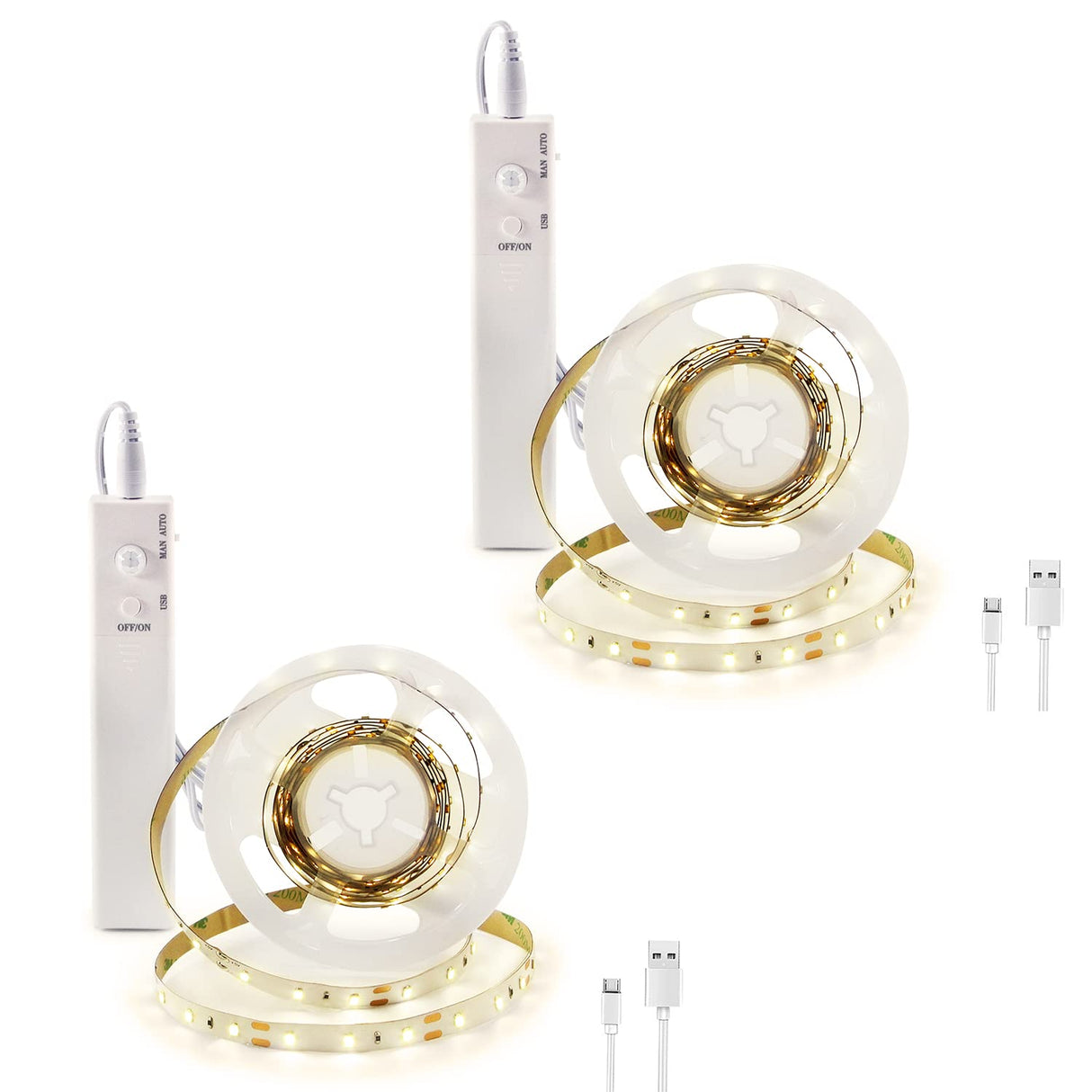 BT13 6.56ft Led Strip Light, Motion Sensor LED Tape Light with Battery Operated for Closet Wardrobe Stair Under Counter Cabinet Bedroom (3000K Warm White)