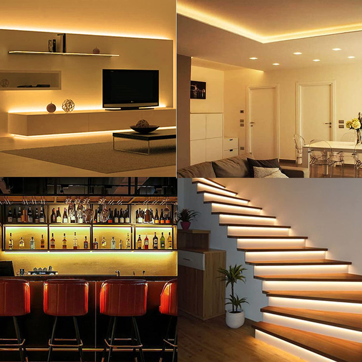 FS31 10mm LED Strip Light 12V 9.6W/m 3000K ETL Listed CRI 90+ with Soft Even Light for Kitchen and Stairs (White)