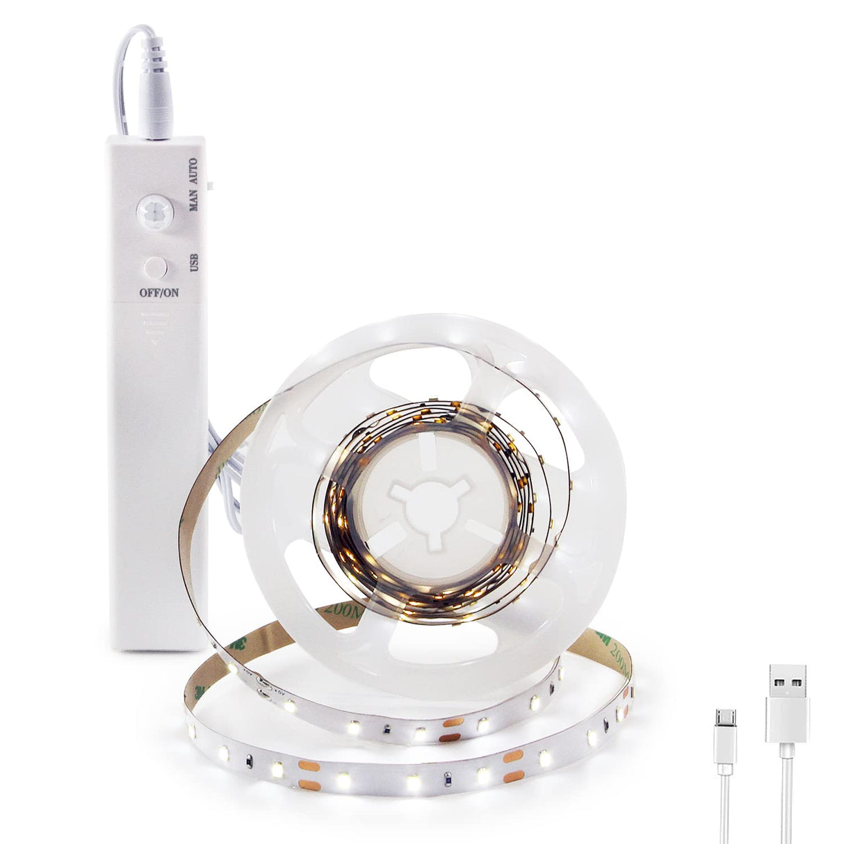 BT13 6.56ft Led Strip Light, Motion Sensor LED Tape Light with Battery Operated for Closet Wardrobe Stair Under Counter Cabinet Bedroom (6500K Cool White)