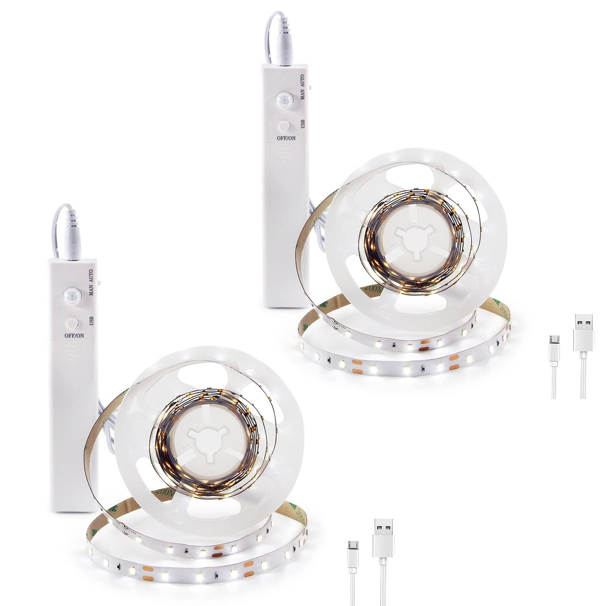 BT13 6.56ft Led Strip Light, Motion Sensor LED Tape Light with Battery Operated for Closet Wardrobe Stair Under Counter Cabinet Bedroom (6500K Cool White)