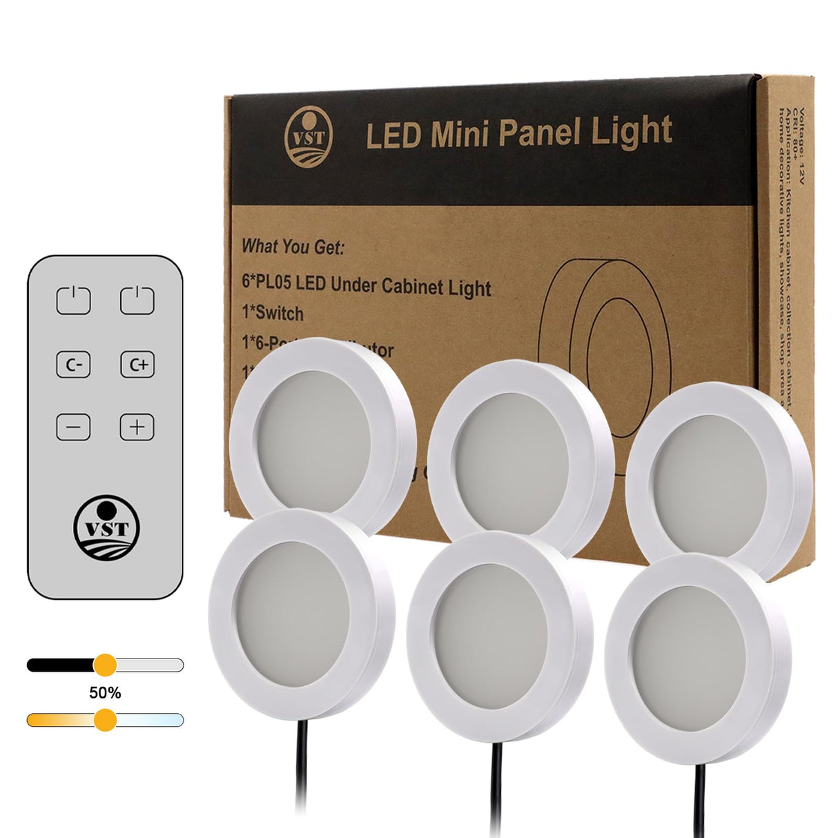 PL05 12V 1.8W CCT LED Puck Light 3000K-6500K with Wireless Touch Sensor Switch for Studio Kitchen & Dining Room