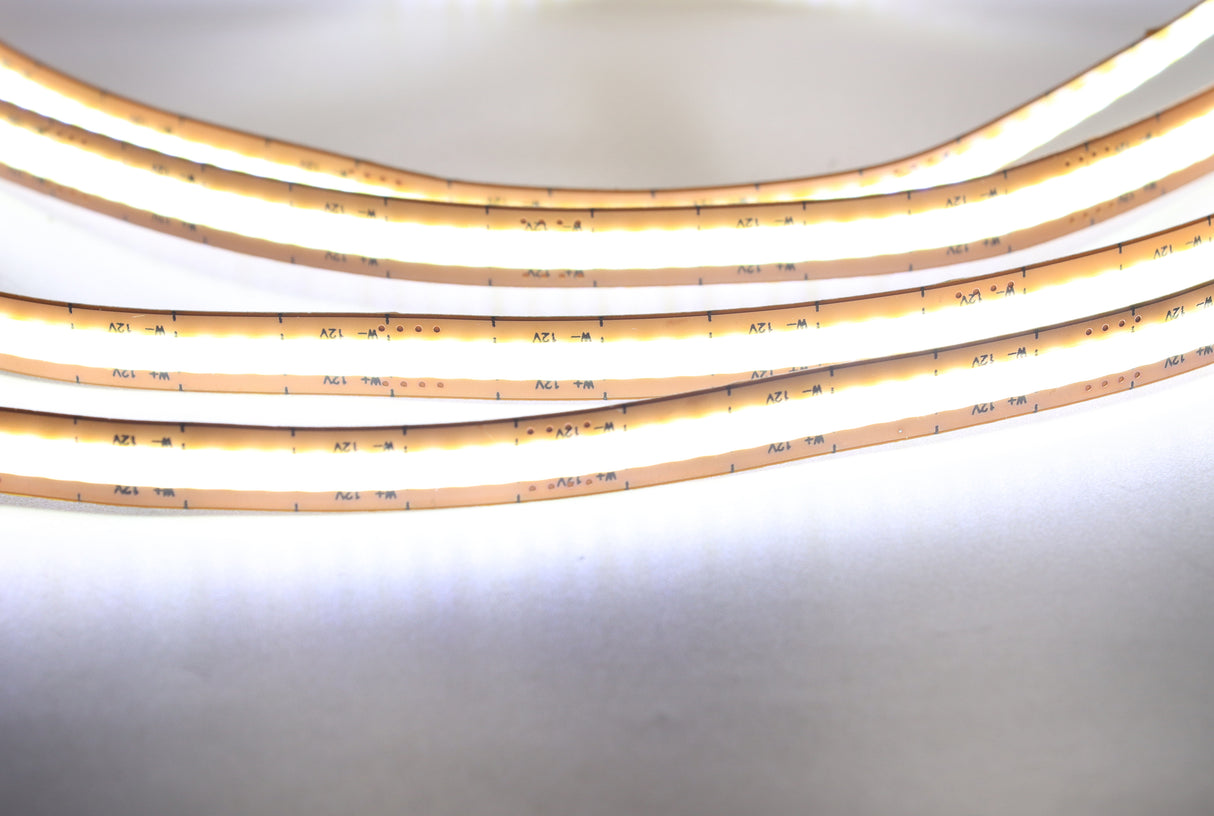 FB16 8mm Cuttable COB LED Strip Light 12V 9.6W/m UL Listed LED Strips with Tunable CCT 2700K–6500K CRI 90+ for Cabinet and Living Room