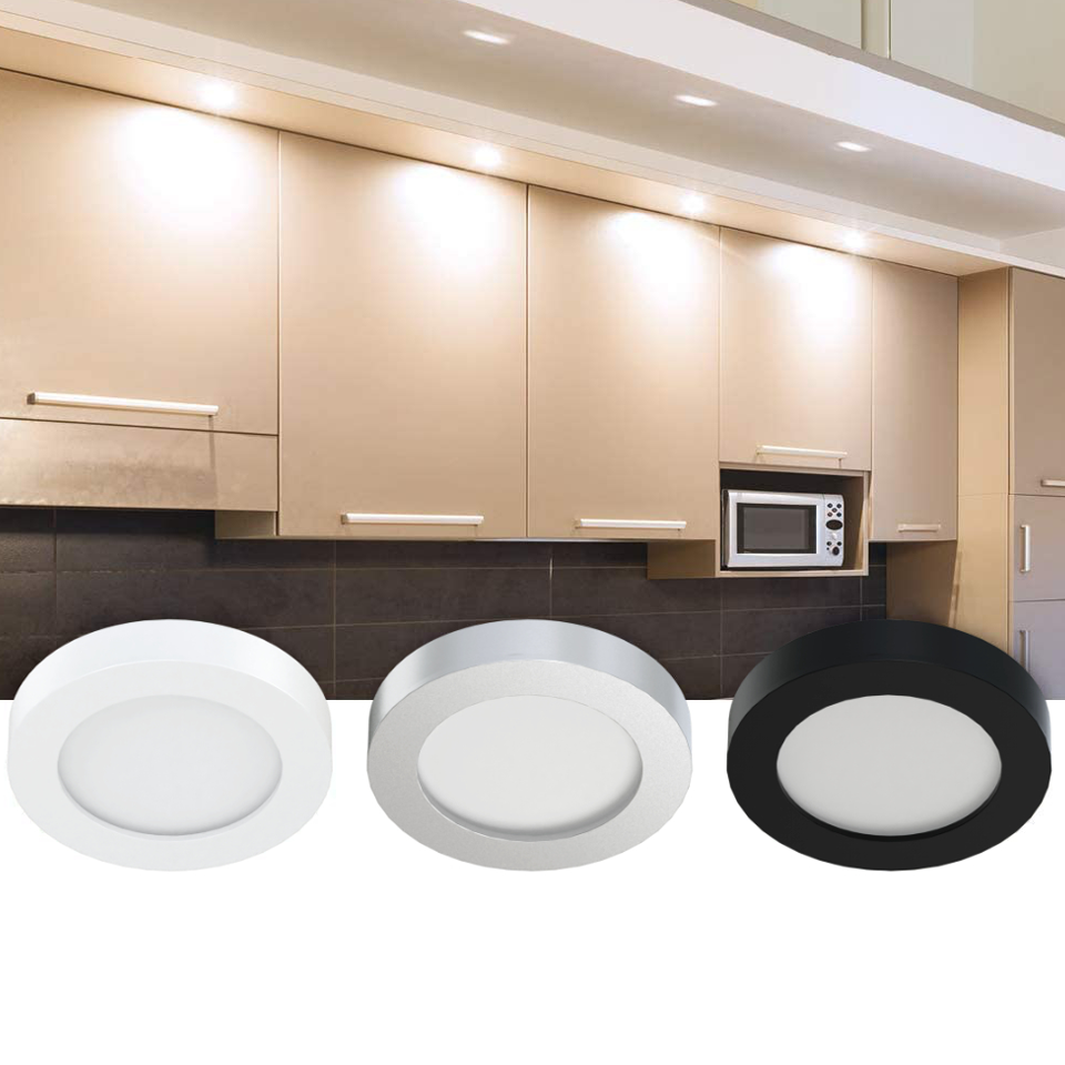 VST PL05 Cabinet Puck Light 12V 1.8W Mini Panel Light Recessed or Surface Mount LED Light for Kitchen, Wardrobe, Showcase Display