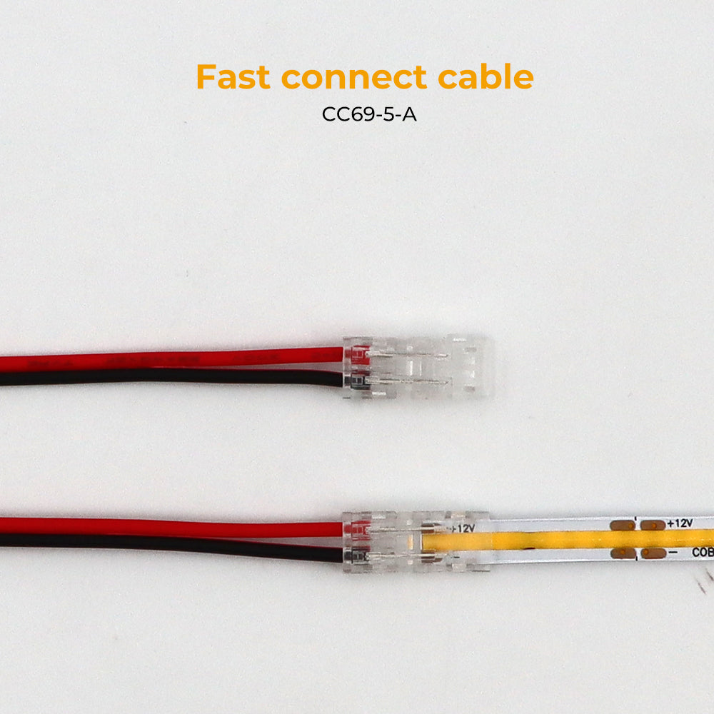 CC69-5-A 2-Pin Solderless Connector for 12V 5mm COB LED Strip Lights