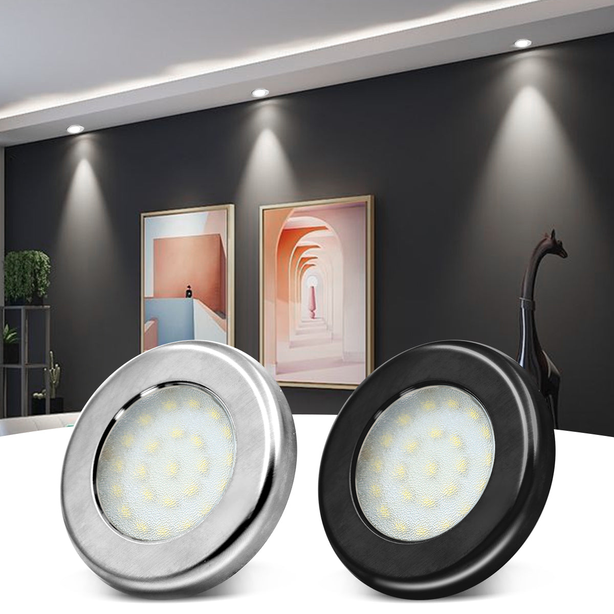 CB10 12V 1.8W Low Voltage Puck Lights 3000K 4000K Under Counter Cabinet Puck Lights Surface Mount With Long Lifespan For Wine Cabinet, Closet