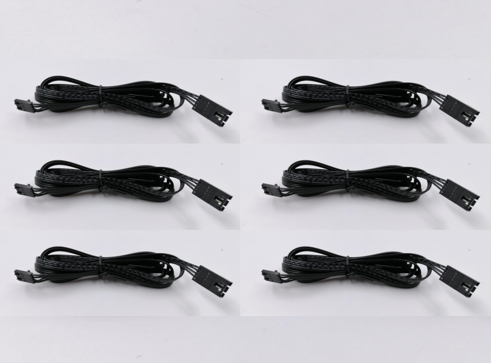 6PCS SL04 Extension Cable 4pin 6.56ft/2000mm Black Color for VST LED Glass Floating Shelf Light