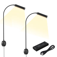 RL18 12V LED Reading Light, 14.1W with Adjustable CCT 2700K–6500K Wall Mounted Book Light with USB Charging Port for Offices, Dormitories(2 Packs)