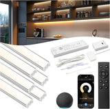 APE2 Smart Under Cabinet Lighting, UL Listed CRI 93+ CCT COB Strip Lights Alexa & Google Compatible APP Remote, Handwave and Voice Control Under Counter Lights for Kitchen Cabinet Closets (6 Bars)