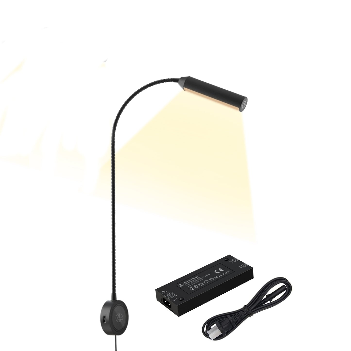 Adjustable Gooseneck Bedside Book Lights with USB Charging Port | VST