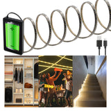 BT11 13.2ft Led Strip Light, Motion Sensor LED Tape Light, IP65 Waterproof LED Lights with Rechargeable Power Bank 6000mAh for Outdoor Balcony Garden Stairs Camping,Party (6000K Cool White)