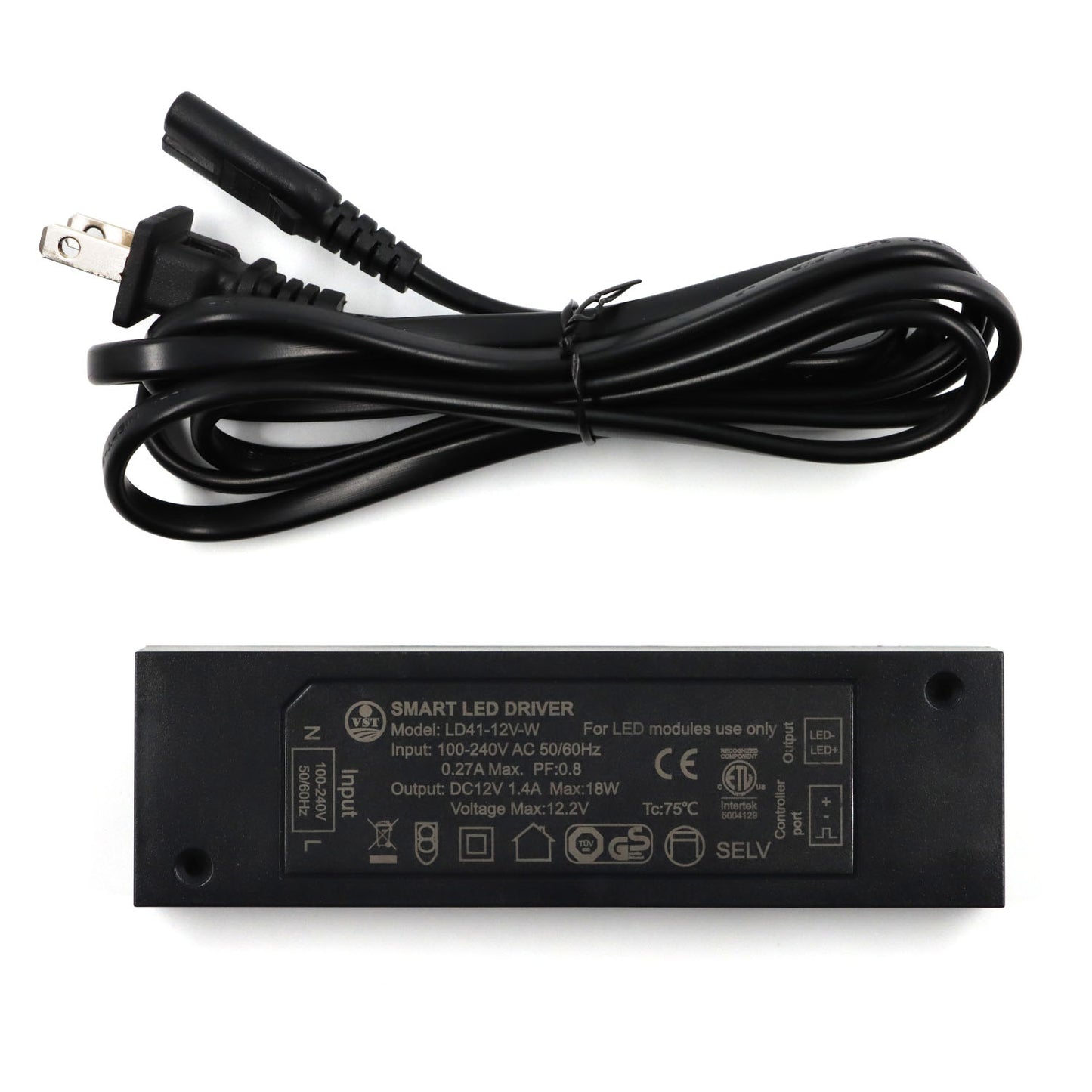 LD41 12V LED Power Supply for Wired Sensor Switches 18W Constant Voltage LED Driver with ETL 149*44.5*15mm