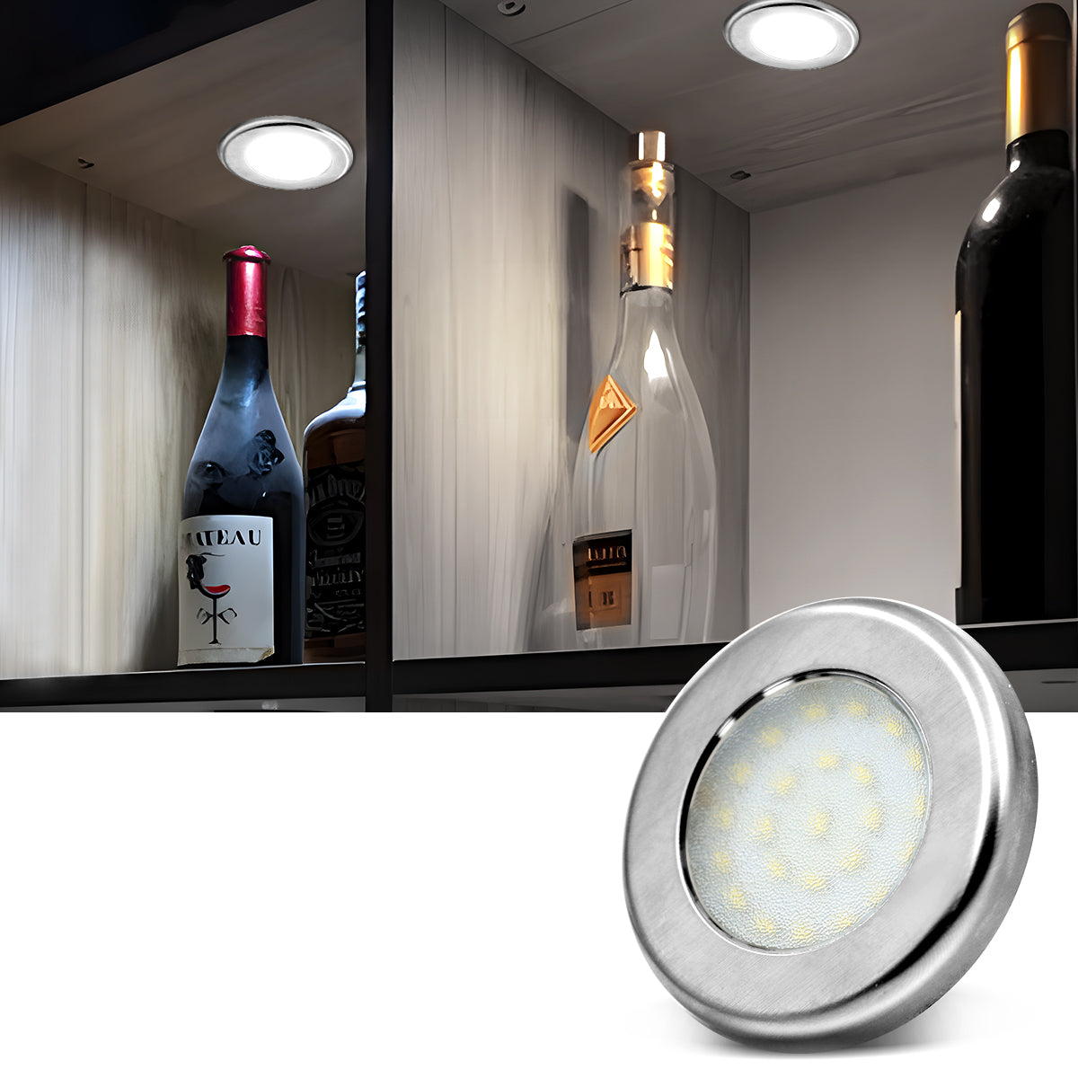CB10 12V 1.8W Undercabinet Puck Light Recessed Mounted LED Panel for Kitchen Counter & Display Cabinet