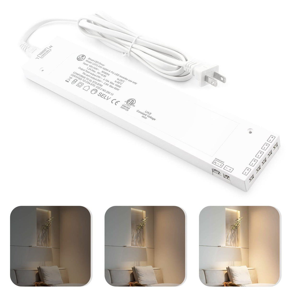 LD72 24V 100W Power Supply Converter Constant Voltage LED Power Supply JST Connector Port, LED Driver for LED Strip Lights