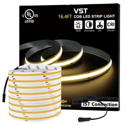 FB17 COB LED Strip Lights Warm White Premium High Density COB Tape Lgiht, UL Listed 5 Year Warranty (Power Source Not Included)