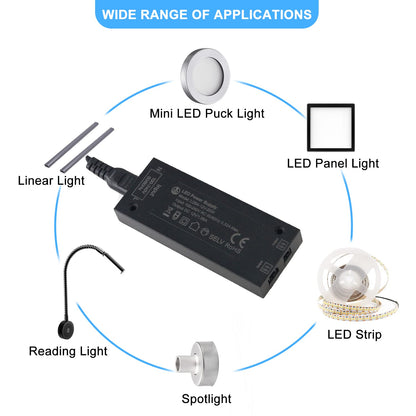 LD54 12V 20W LED Power Supply  with JST Ports for Cabinet Strips Lights