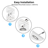 CB29 12V 2.5W Recessed or Surface Mounted Undercabinet  3000K LED Puck Light for Kitchen Living Room and Undercabinet