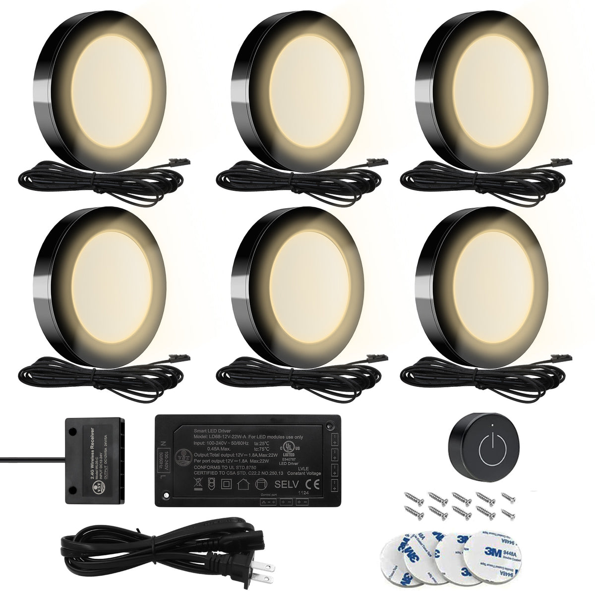 Led Display Light PL05 12V 1.8W LED Cabinet Light 3000K with Wireless Touch Sensor Switc ...