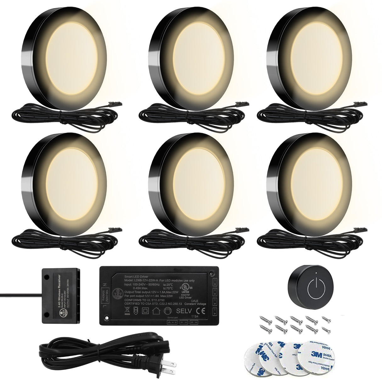 PL05 12V 1.8W LED Cabinet Light 3000K with Wireless Touch Sensor Switch for Bedroom Display Cabinet & Wine Cabinet