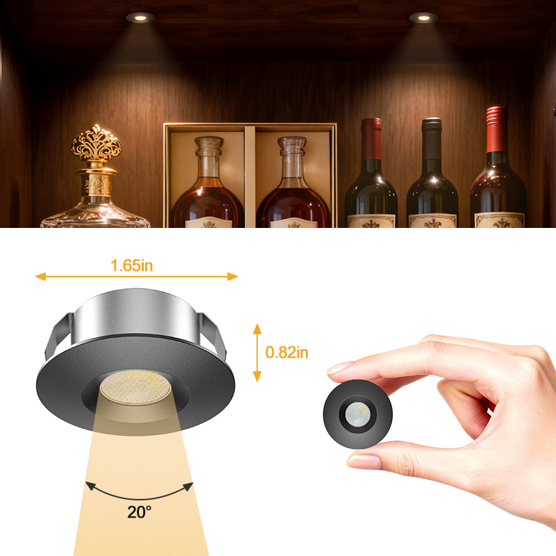 CB15 12V 1.5W 3000K Mini LED Puck Light Recessed Mounted for Bedroom Reading Room & Cloakroom