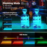 SL06 Modern Acrylic LED Wall-Mounted Bar Shelves, 3-Pack RGB Backlit Floating Liquor & Wine Display with Aluminum Profile Frame | APP/Voice Control Mood Lighting for Home Bar & Game Room