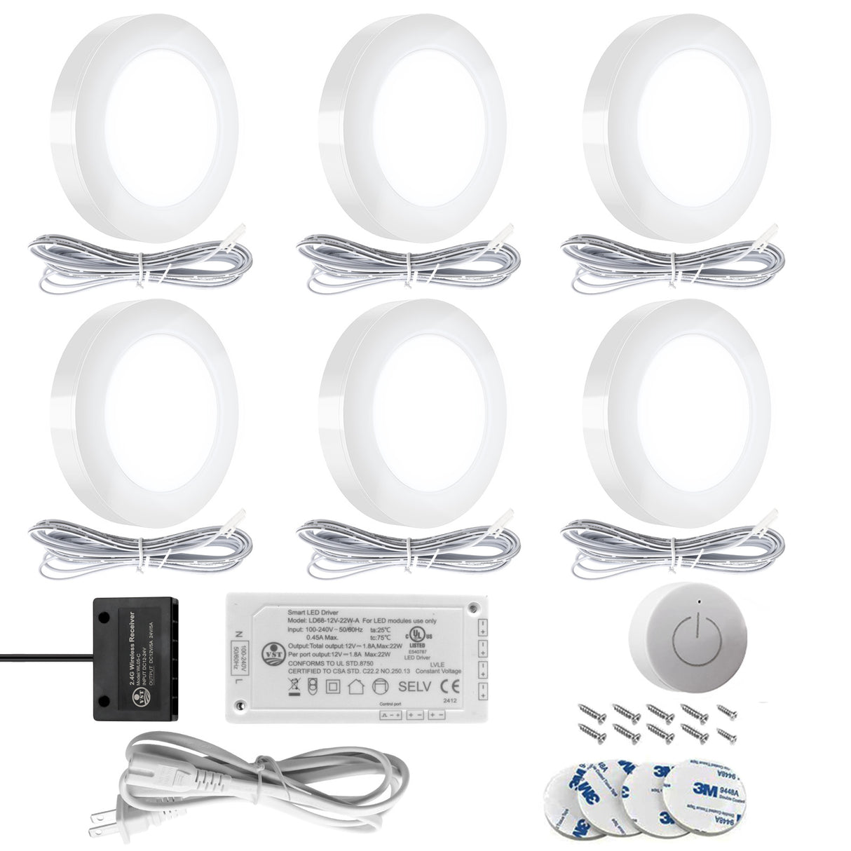 PL05 12V 1.8W LED Cabinet Light 4000K with Wireless Touch Sensor Switch for Kitchen Living Room & Bedroom