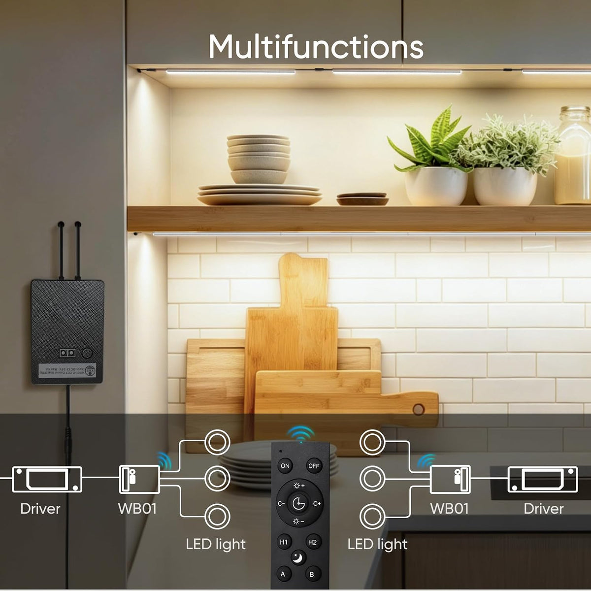 WB01-C Smart CCT Voice Activated Controller with Touch, App Switch & Remote Control