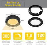 VST PL05 Under Cabinet Puck Lighting Kit with Wireless Dimmer Switch, Recessed or Surface Mount for Kitchen, Cabinet, Closet 6 Pack Black