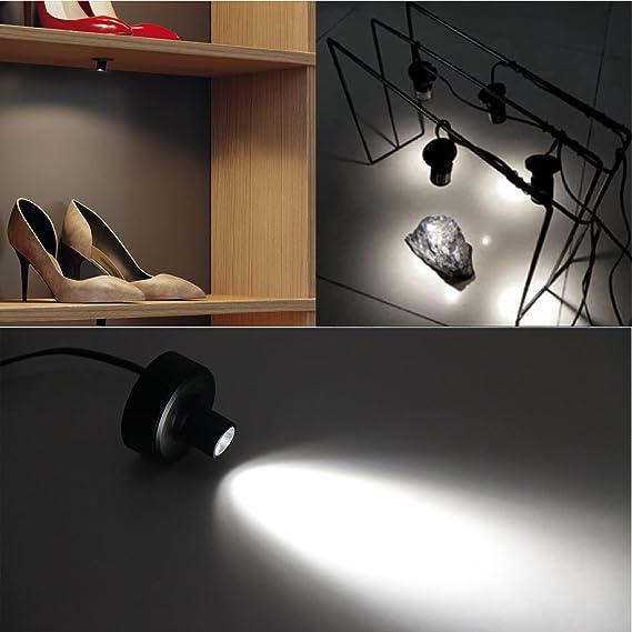 VST CF03 12V Dimmable Mini Spotlight Hardwired with Wireless Dimmer Switch Recessed or Surface Mount, Mini 360°Rotatable Downlight for Jewelry Showcase Display(1W 4000K )