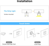 APE2 12V Under Cabinet LED Lighting, Linkable Linear Light Bar, CCT Adjustable (2700K-5000K)with Wired Touch Sensor for Kitchen, Display Cabinet, Shelf & Cupboard （White)