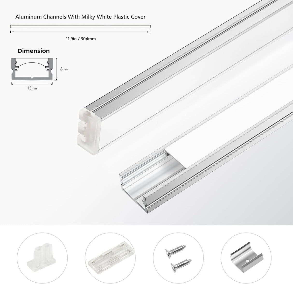 APE2 12V Under Cabinet LED Lighting, Linkable Linear Light Bar, CCT Adjustable (2700K-5000K)with Wired Touch Sensor for Kitchen, Display Cabinet, Shelf & Cupboard （White)