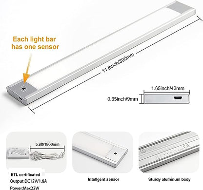 VST Led Under Cabinet and Closet Lights with Plugged-in,Handwave Activated Stepless Dimming Light