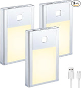 BT09 Mini 68mm LED Motion Sensor Light 3000K Warm White 3.7V 0.2W Black/Silver for Bedrooms Wardrobes & Hallways