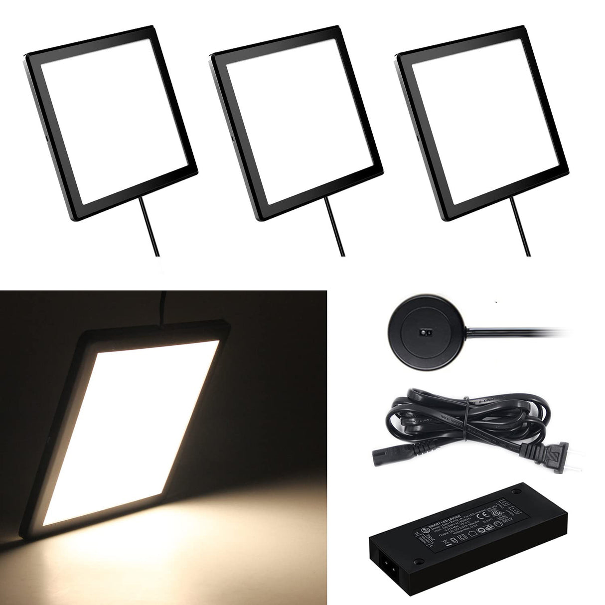 PL06 12V 3W Ultra-Thin Surface Mounted Puck Light 4000K with Handwave Sensor Switch for Reading Room Dining Room & Hallway