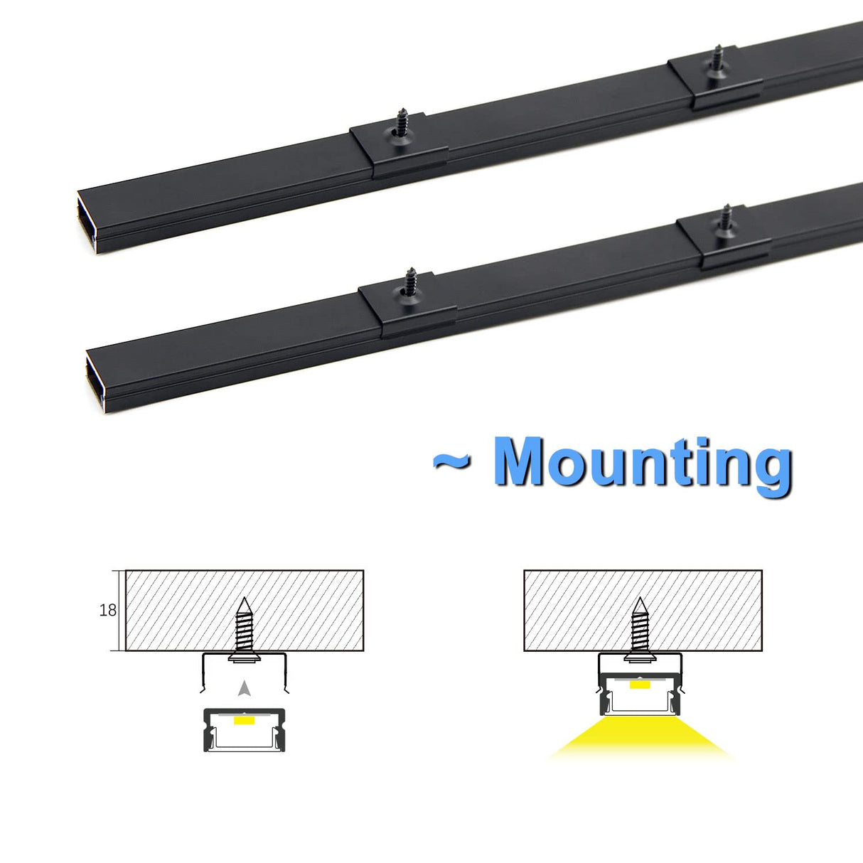 AP46 LED Aluminum Channel 3.3ft/1M U-Shape Aluminum Profile with Smoke Transparent Clear Cover for Strip Lights (6 Packs)