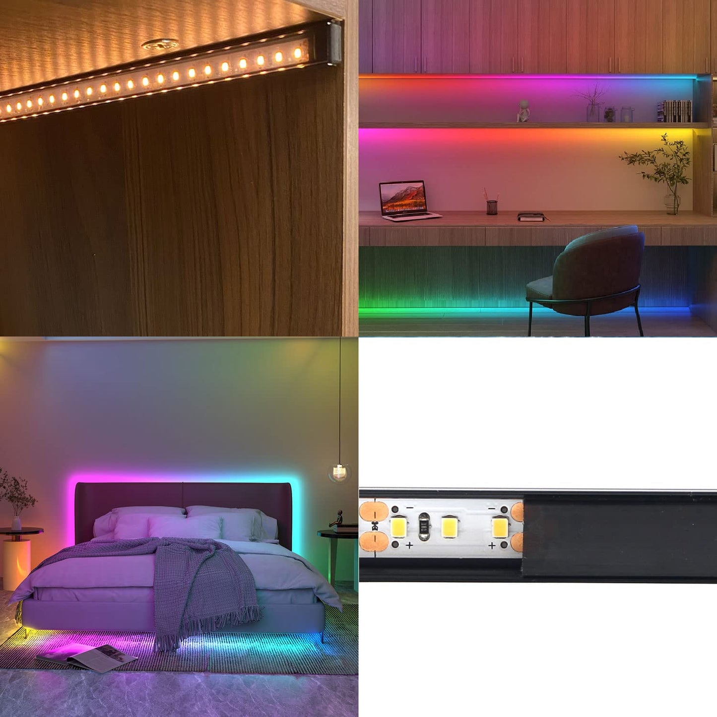 6 Pack 3.3ft/1M LED Aluminum Channel U Shape with Smoke Transparent Clear Cover for Strip Lights Installation,Easy to Cut,Professional Look LED Strip Diffuser Cover Track