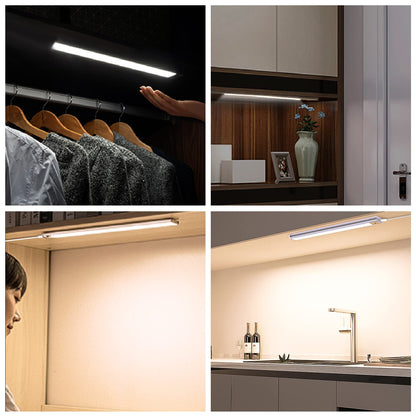 HS46 Motion Sensor Light Indoor, Under Cabinet Lights Plug in, Closet Lights, Stepless Dimming, Hand Wave Activated for Kitchen Shelf Cupboard Closet Workbench (12 in 4000K)