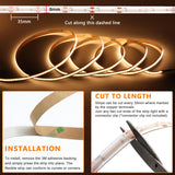 FB14 24V 16.4ft COB LED Strip Lights CCT 2700K-6000K UL-Listed, with 60W LED Driver ETL-Listed and Remote Controller