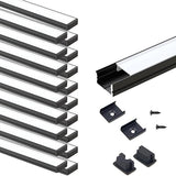 AP46 Black Aluminum U Shape Channel with Milky Transparent Clear Cover for LED Strip Lights PCB≤12mm