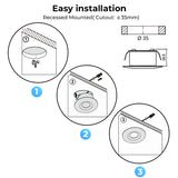 CB15 12V 1.5W Mini LED Puck Light Recessed Mounted for Display Cabinet Kitchen & Living Room