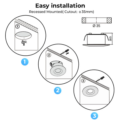 CB15 12V 1.5W Small Puck Lights Smart Under Cabinet Lighting with High CRI for Wine Cabinet, Closet