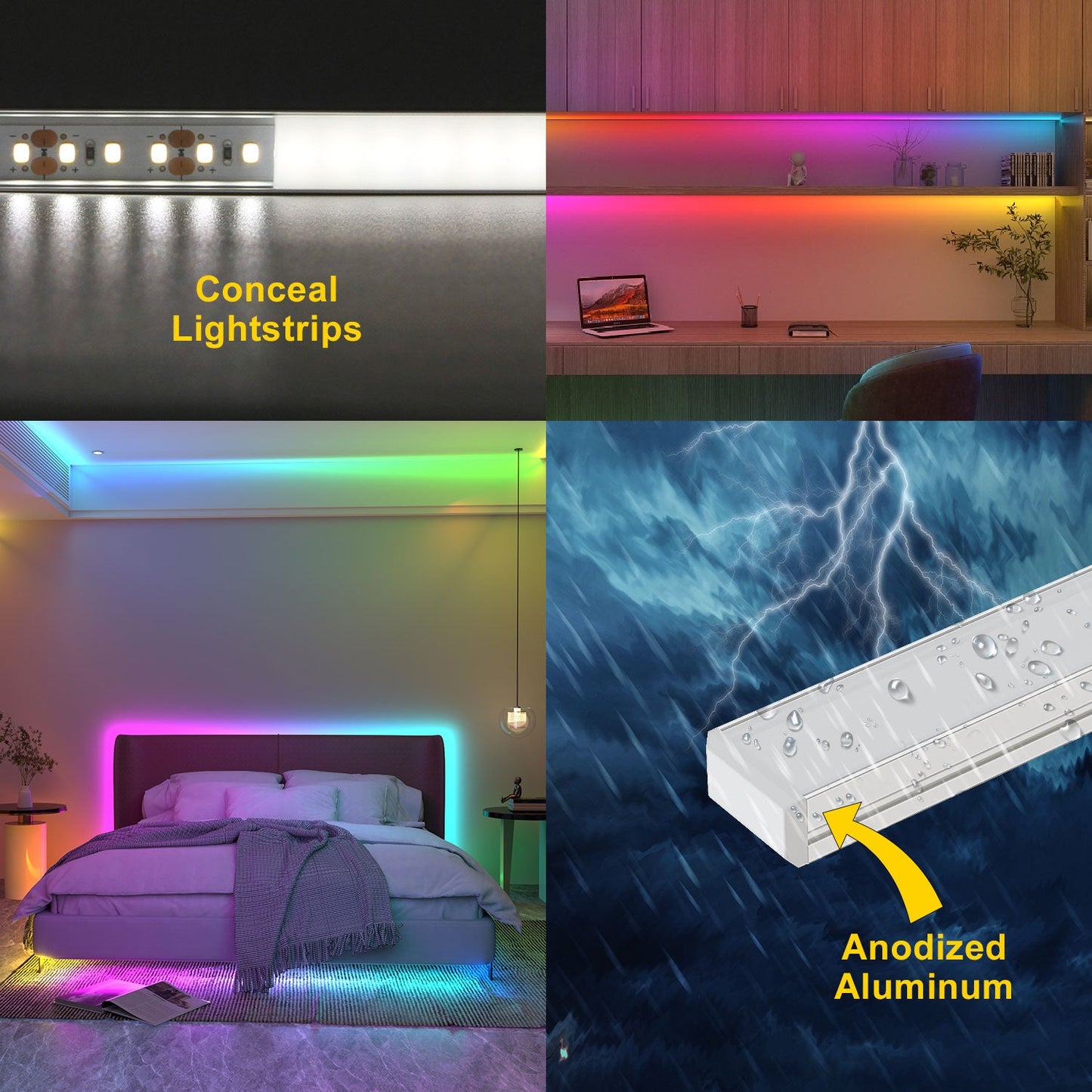 6 pcs Silver Aluminum U Shape Channel with Milky Transparent Clear Cover for LED Strip Lights