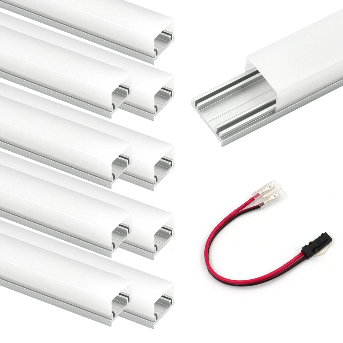APC6 LED Aluminum Profile 10 Packs 3.3ft With Milky PC Covers and 10 Q ...