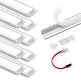 APE1 LED Aluminum Profile 10 Packs 3.3ft with Silicone Covers and 10 Quick-Link Plugin Connectors for Mini Cut/Free Cut 8mm PCB Width LED Strip Light Cabinet Lightings