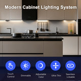 APE2 Under Cabinet LED Lighting Kit, Touch Control CCT 2700K-6500K Linear Light Bars, UL Listed Ra90+, Linkable Cabinet Lights for Kitchen Counter, Desk, Shelf & Reading Table(Black)