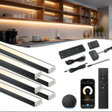 APE2 12V Under Cabinet LED Light Bars, 2700K-6500K CCT Tunable White, Smart Control With Tuya App, Hand Wave Sensor, Remote & Voice Control for Kitchen Counter, Bookshelf, Wardrobe(Black)