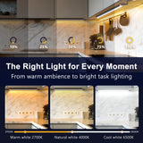 APE2 12V Under Cabinet LED Light Bars, 2700K-6500K CCT Tunable White, Smart Control With Tuya App, Hand Wave Sensor, Remote & Voice Control for Kitchen Counter, Bookshelf, Wardrobe(Black)