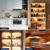 APE2 12V Under Cabinet LED Light Bars, 2700K-6500K CCT Tunable White, Smart Control With Tuya App, Hand Wave Sensor, Remote & Voice Control for Kitchen Counter, Bookshelf, Wardrobe(Black)